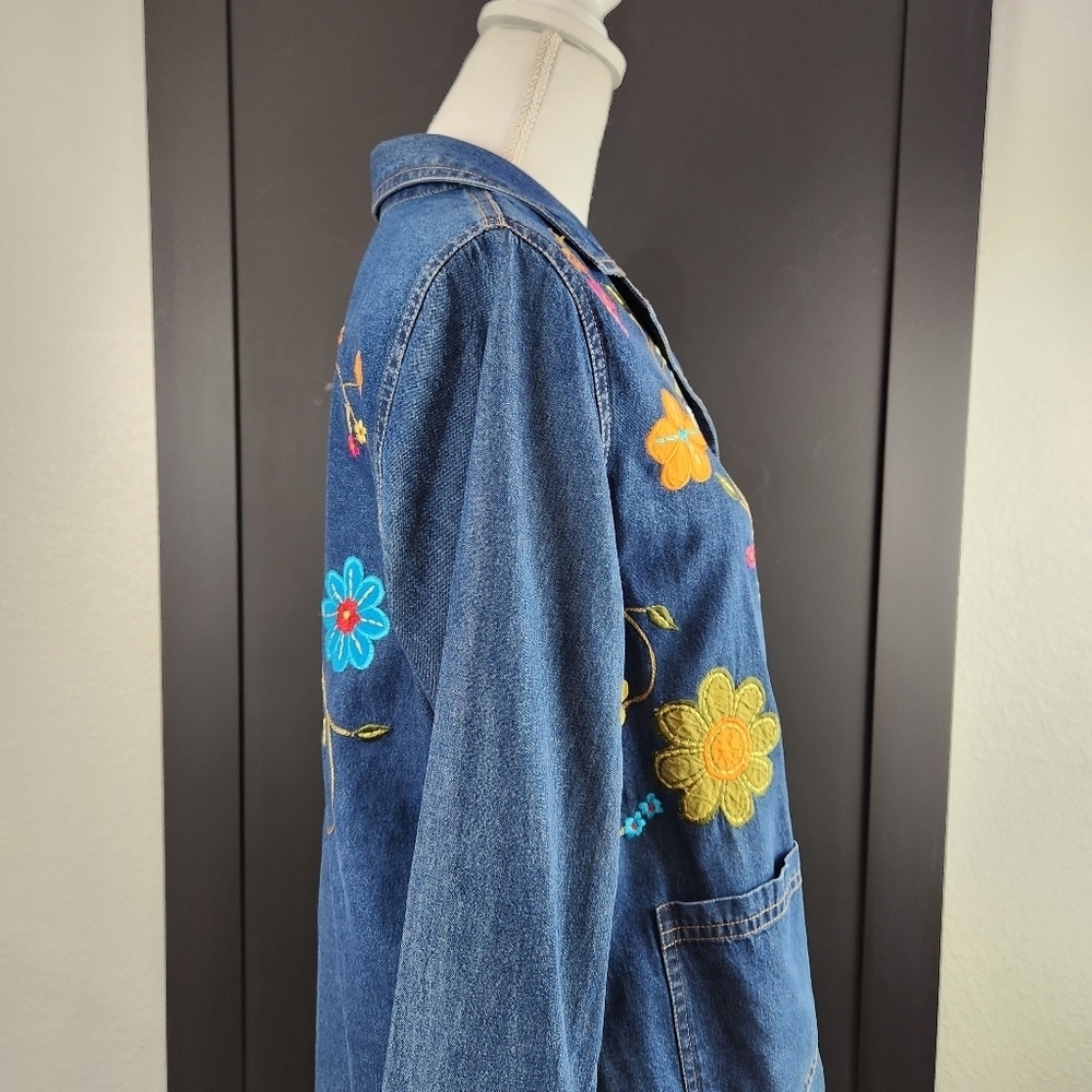 Julia Kin Embroidered Denim Jacket Size PS - Picture 4 of 11
